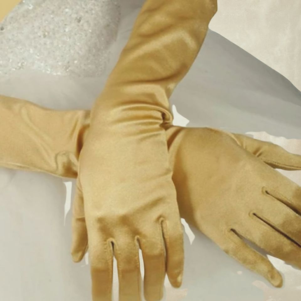 Opera Gold İpek Saten Eldiven 38 cm