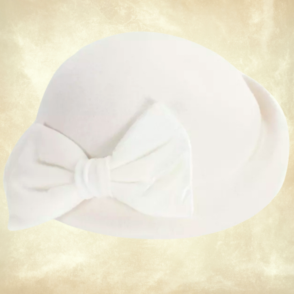 Chloe İnci Beyazı Renk  Fiyonklu Şapka