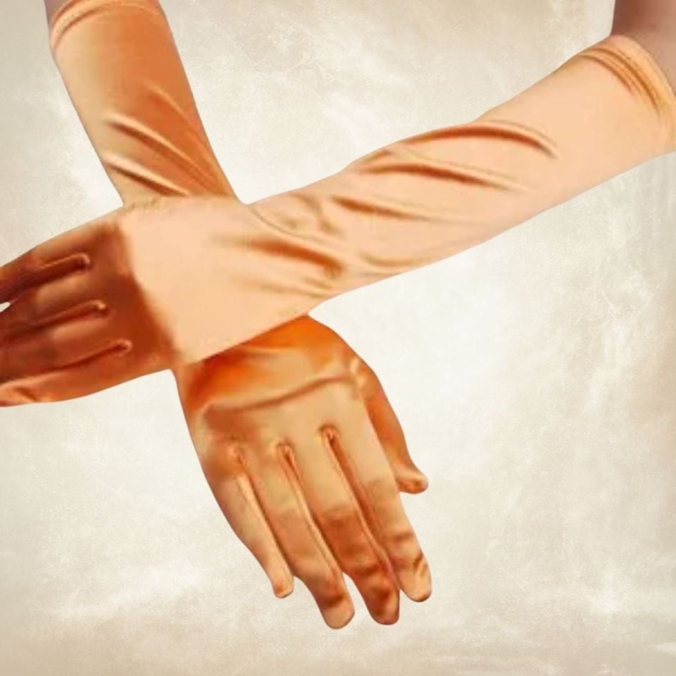 Opera Turuncu İpek Saten Eldiven 38 cm