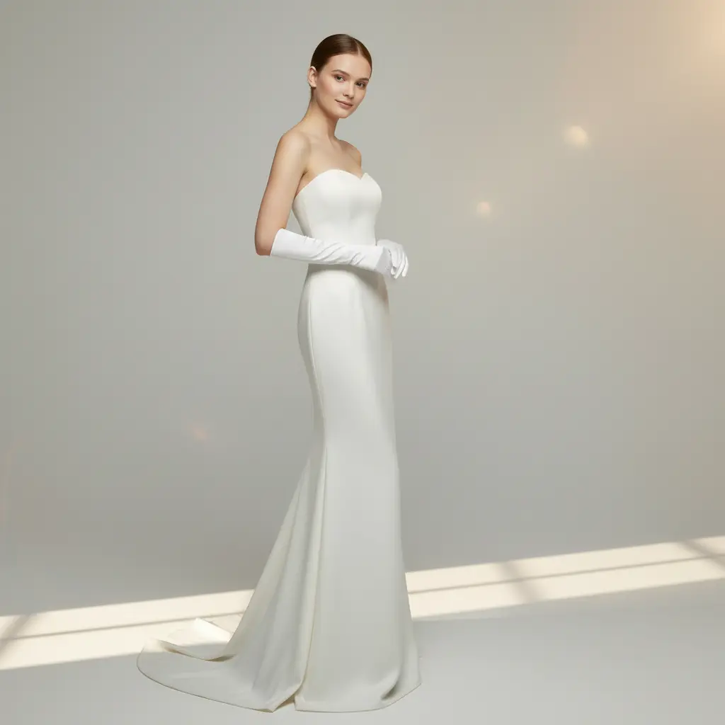 Opera Beyaz İpek Saten Eldiven 38 cm