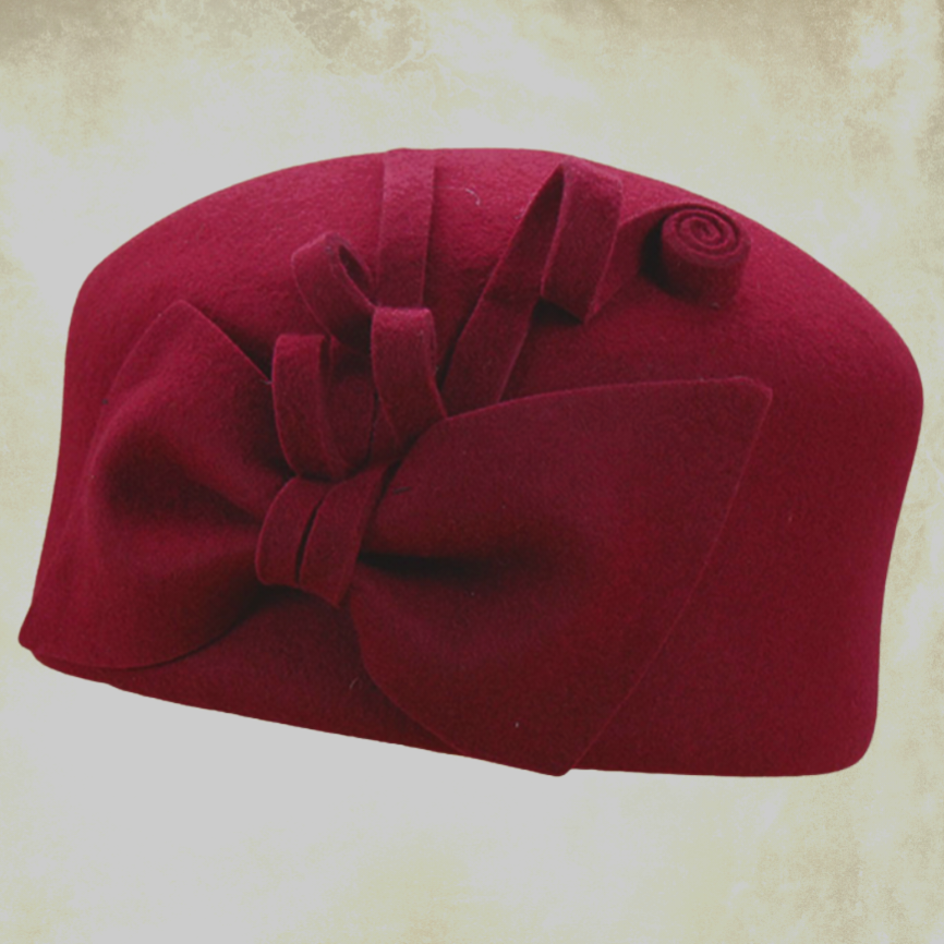 Meghan Bordo Renk Kaşe Kumaş Şapka