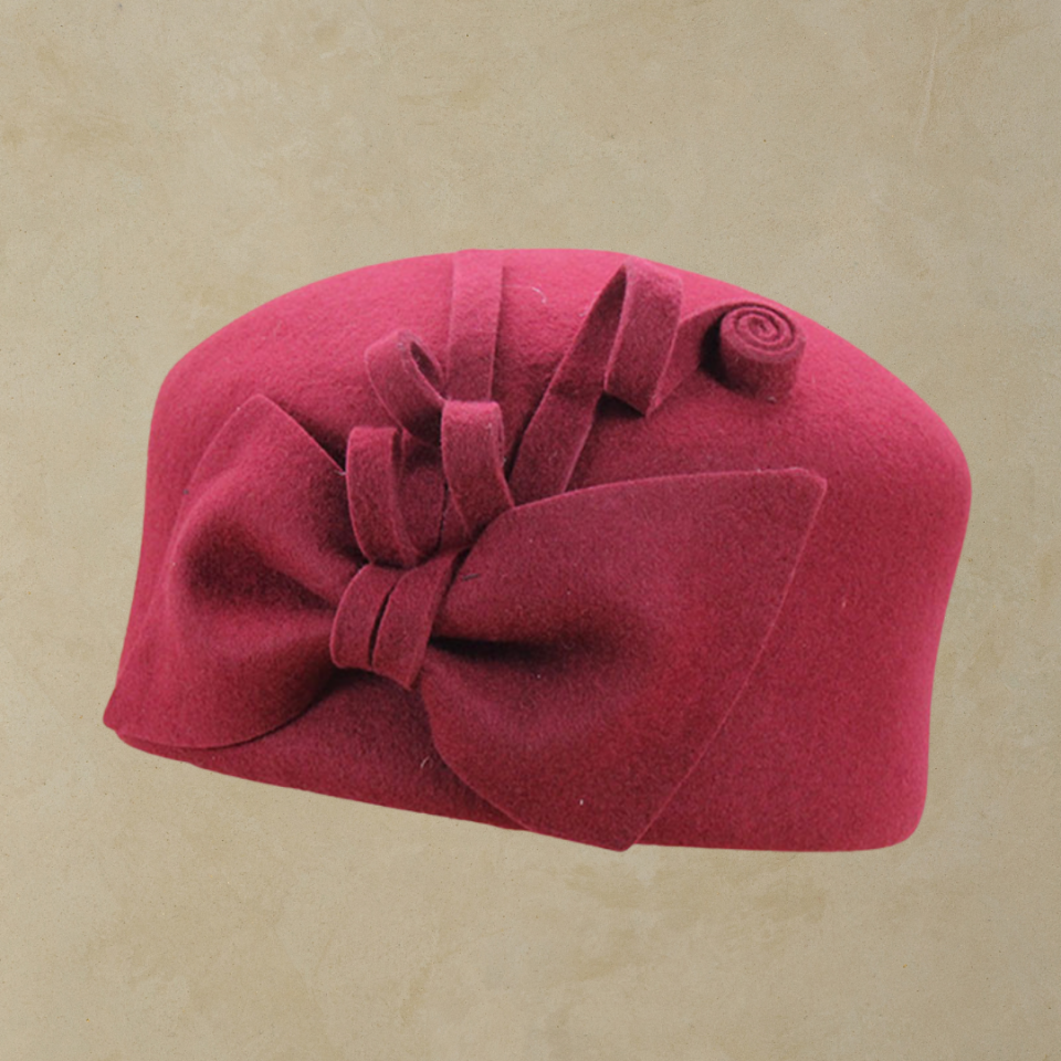 Meghan Bordo Renk Kaşe Kumaş Şapka