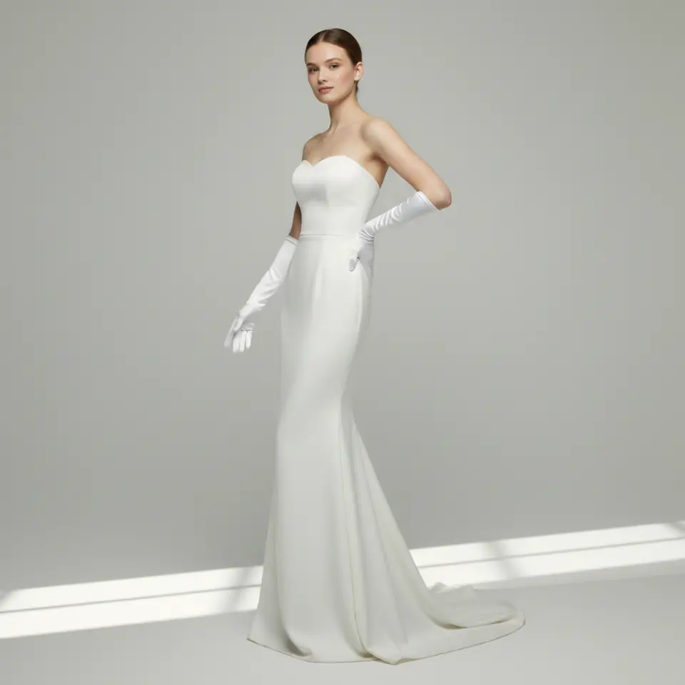 Opera Beyaz İpek Saten Eldiven 43 cm