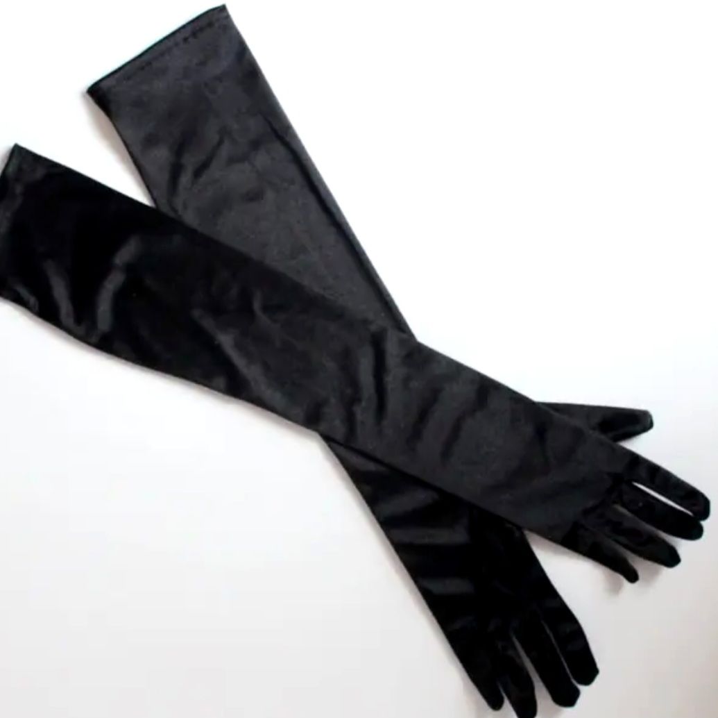 Opera Siyah İpek Saten Eldiven 53 cm