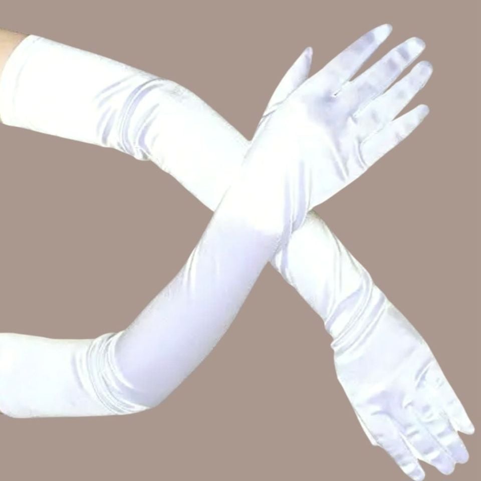 Opera Beyaz İpek Saten Eldiven 53 cm