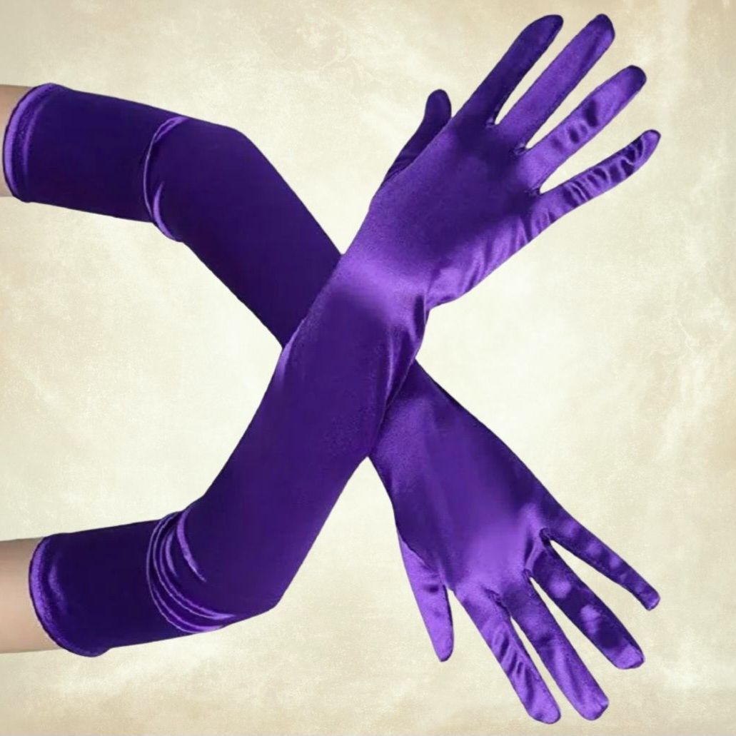 Opera Mor Renk İpek Saten Eldiven 53 cm
