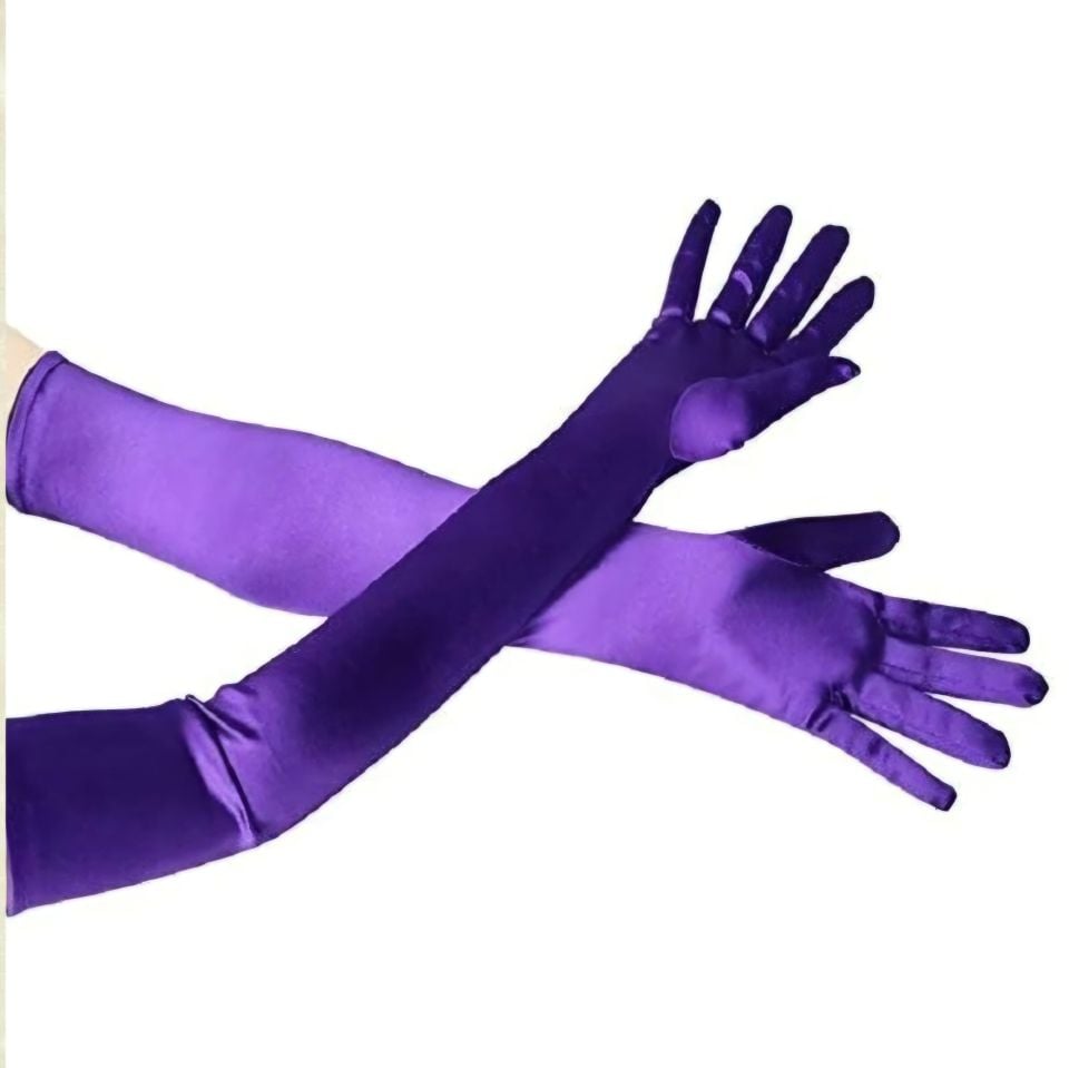 Opera Mor Renk İpek Saten Eldiven 53 cm