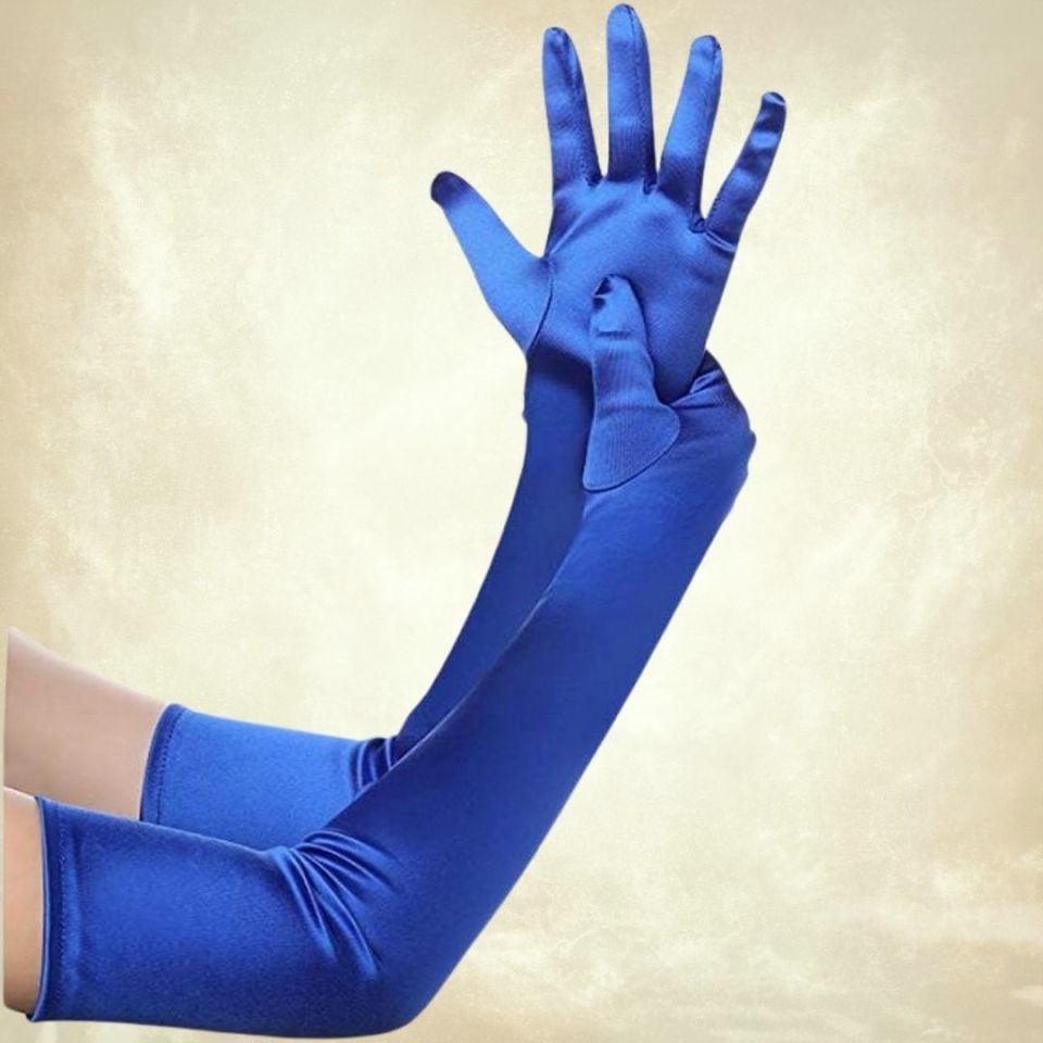 Opera Saks Mavi Renk İpek Saten Eldiven 53 cm