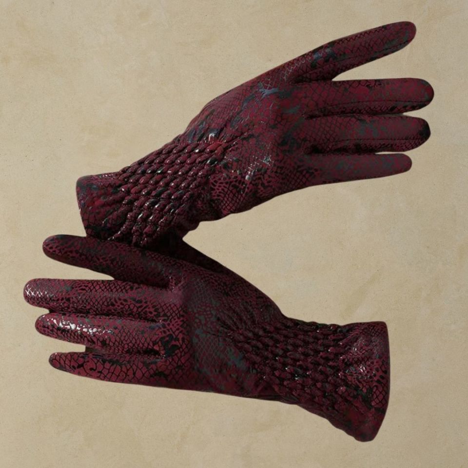 Gotik Bordo Suni Deri Eldiven – Unisex