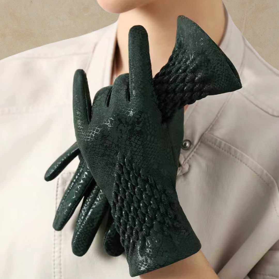 Gotik Yeşil Suni Deri Eldiven – Unisex