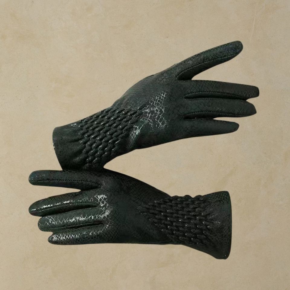 Gotik Yeşil Suni Deri Eldiven – Unisex