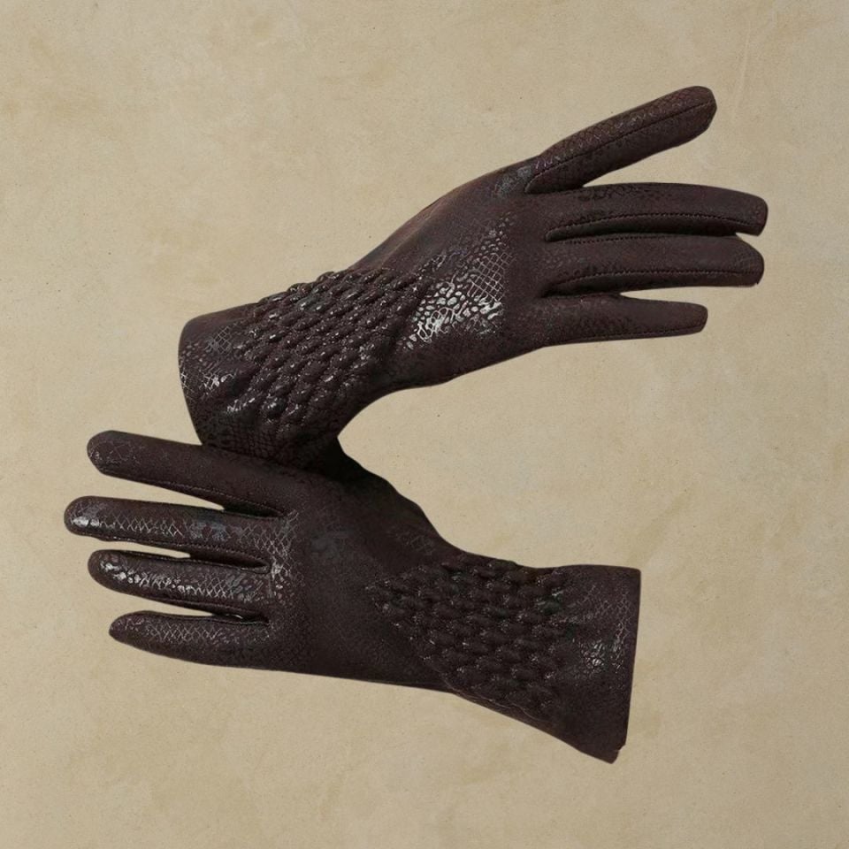 Gotik Kahverengi Suni Deri Eldiven – Unisex