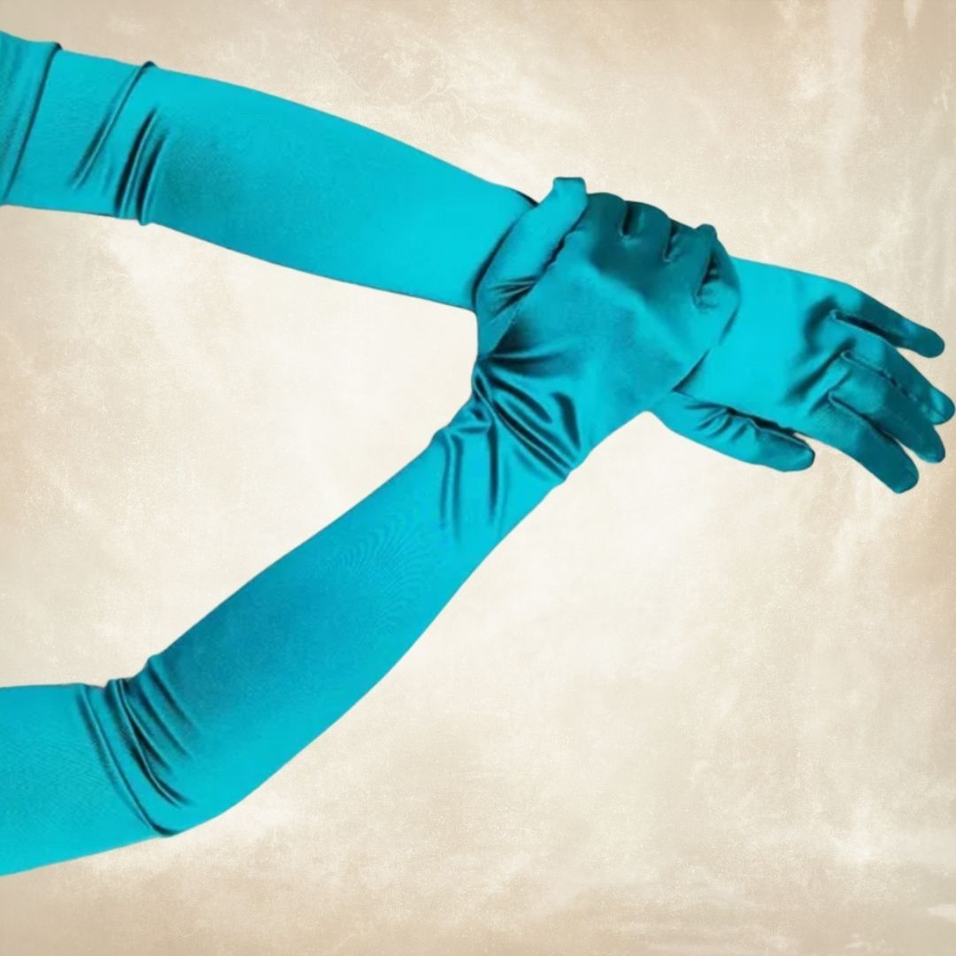 Opera Turkuaz İpek Saten Eldiven 53 cm