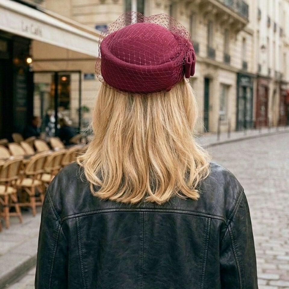 Kate Bordo Renk Vualet Şapka