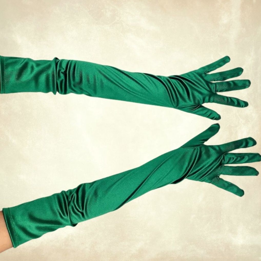 Opera Yeşil İpek Saten Eldiven 53 cm