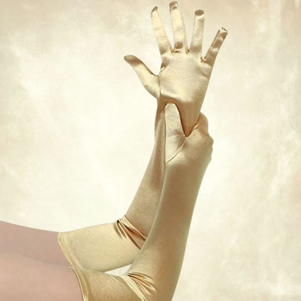 Opera Gold Renk İpek Saten Eldiven 53 cm