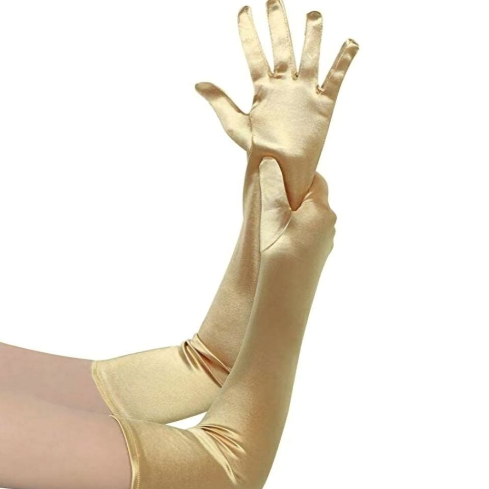 Opera Gold Renk İpek Saten Eldiven 53 cm