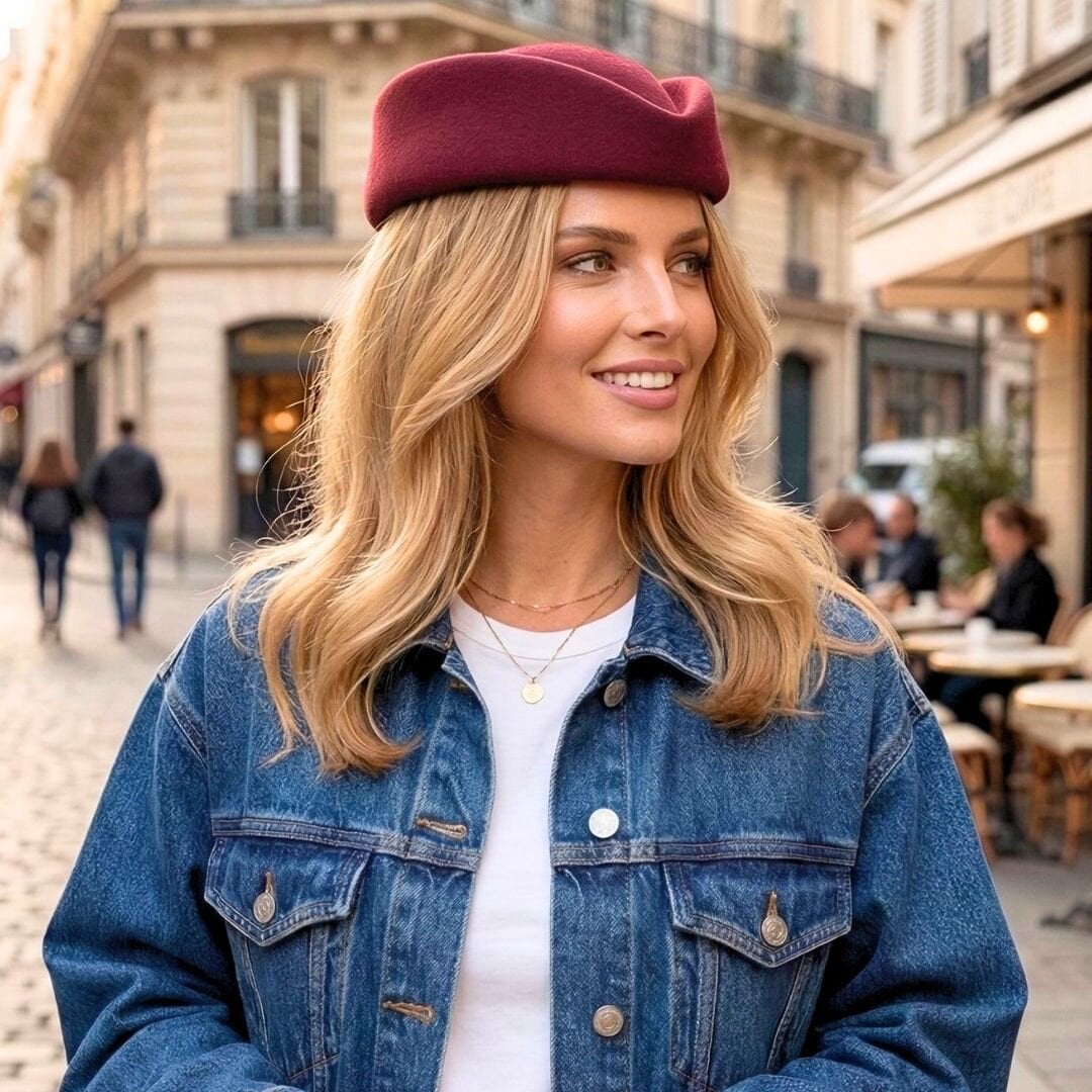 Hostes Bordo Renk Vualet Şapka