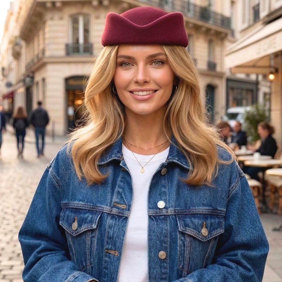 Hostes Bordo Renk Vualet Şapka