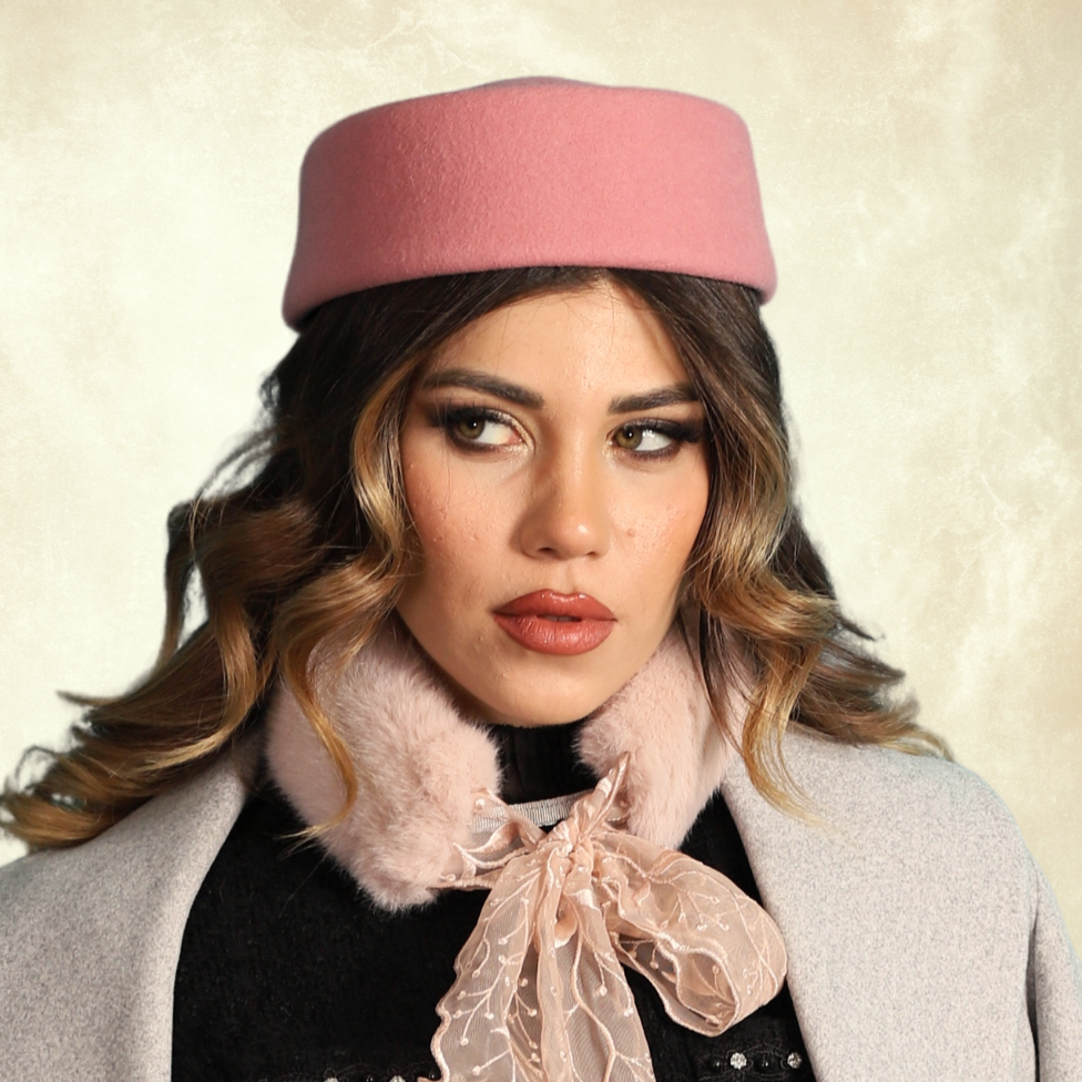 Hostes Pudra Pembe Renk Vualet Şapka 23 cm