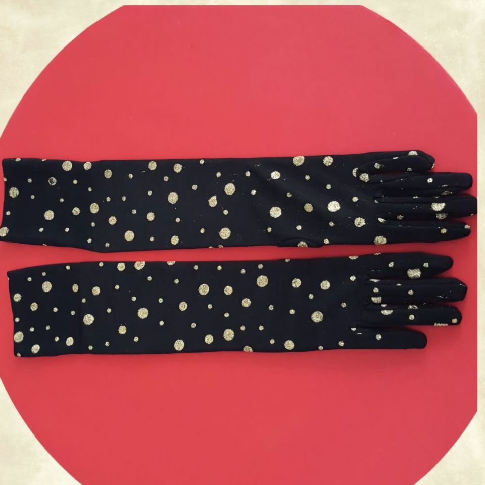 Opera Siyah Renk Dore Puantiyeli Eldiven 45 cm