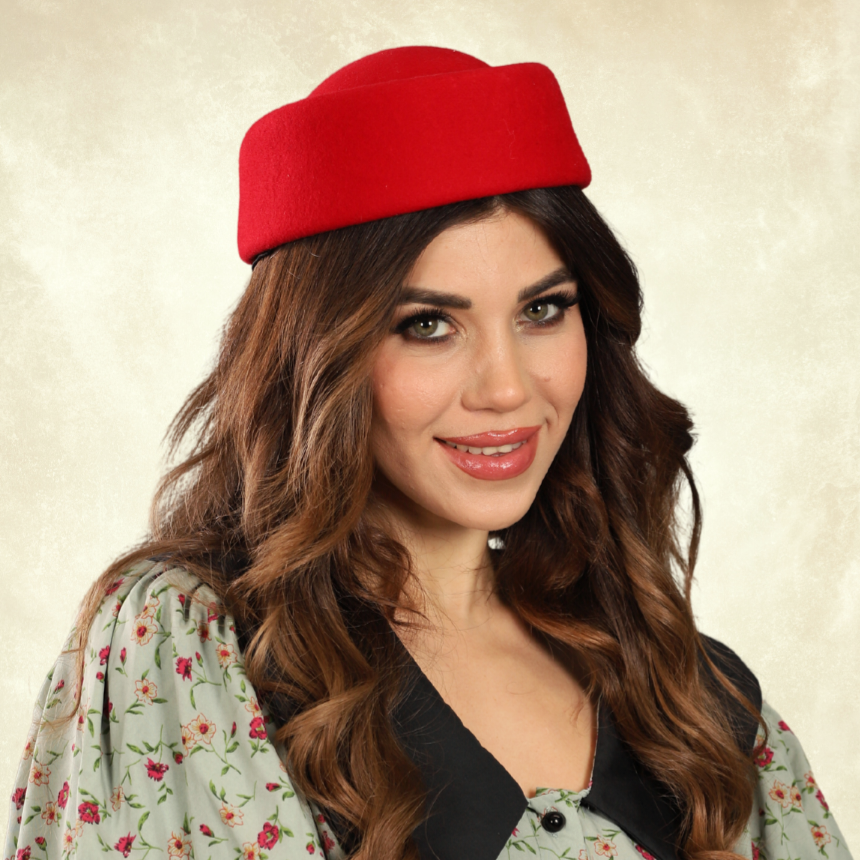 Hostes Kırmızı Renk Vualet Şapka