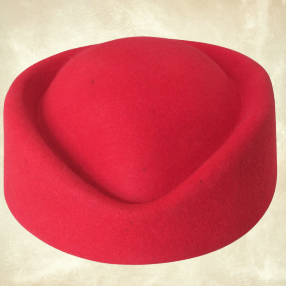Hostes Kırmızı Renk  Vualet Şapka