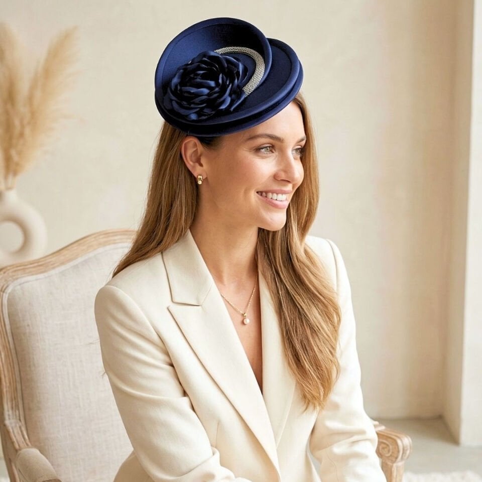 Reneta Lacivert Renk Vualet Şapka 20 cm