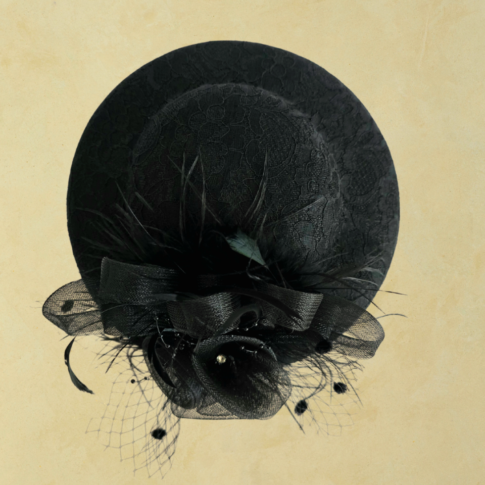 Annabel Siyah Renk Dantel Vualet Şapka 28 cm