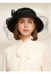 Pansy Hepburn Siyah Renk Derby Şapka