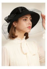 Pansy Hepburn Siyah Renk Derby Şapka