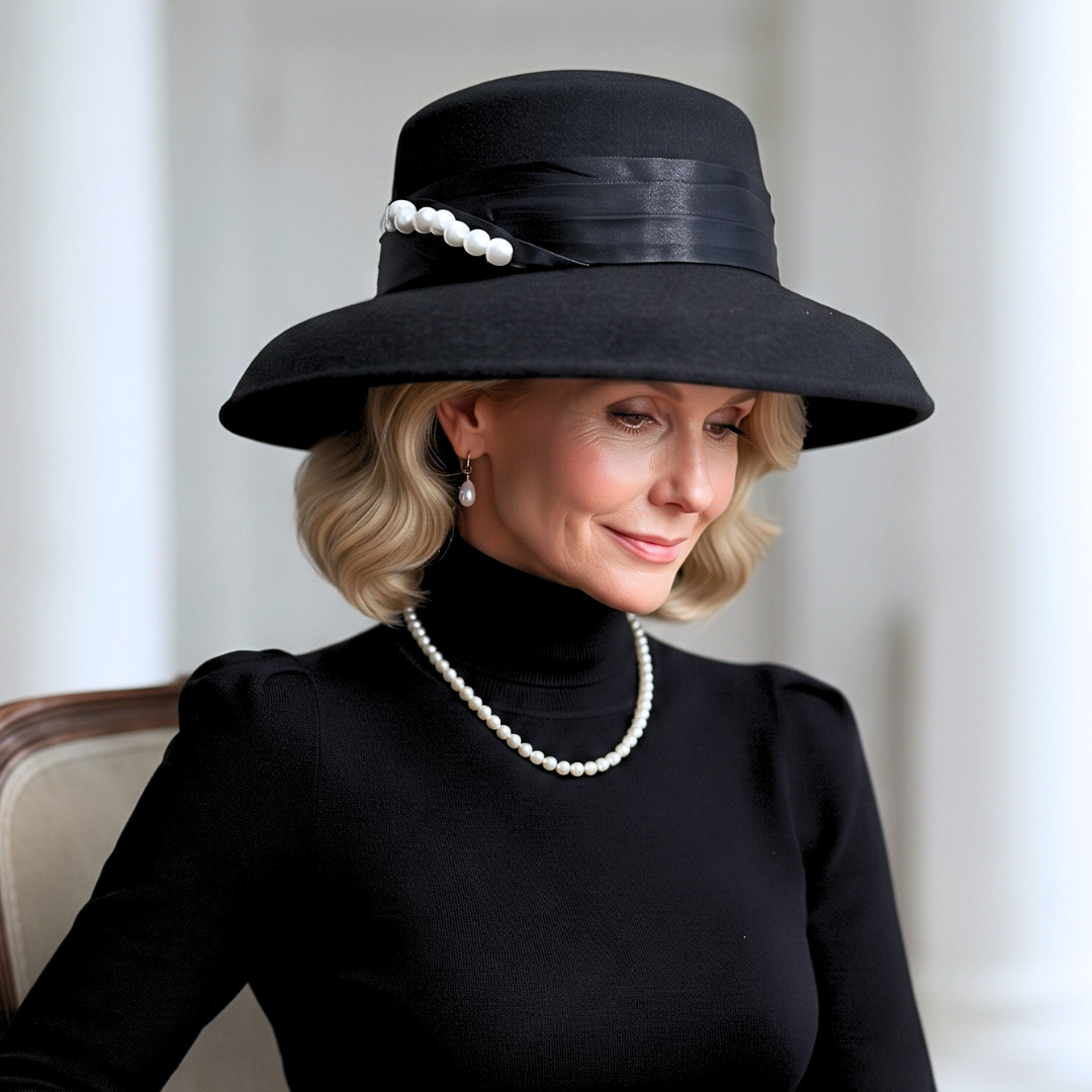 Barbara Siyah Renk Derby Hepburn Şapka