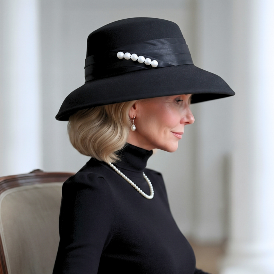 Barbara Siyah Renk Derby Hepburn Şapka