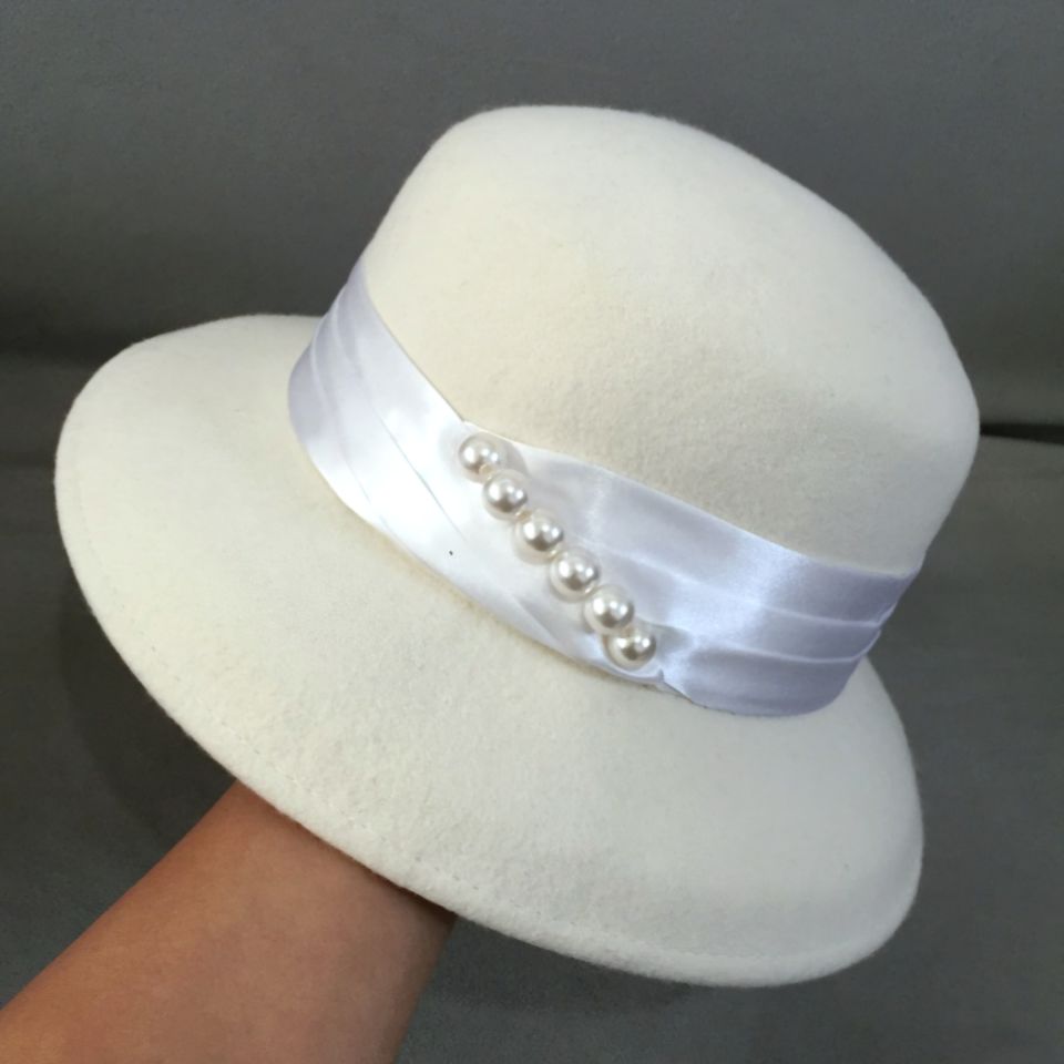 Barbara Krem Renk Derby  Hepburn Şapka