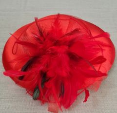 Annabel Kırmızı Renk Saten Vualet Şapka