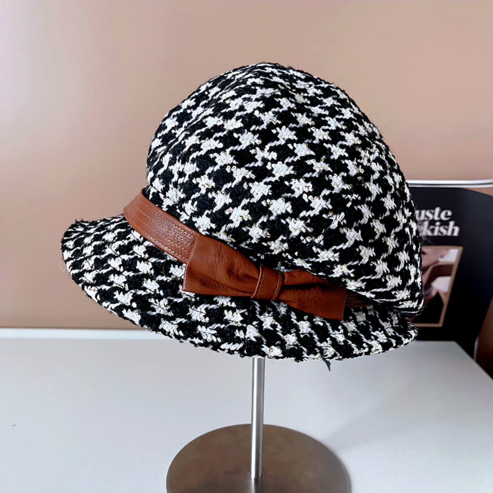 Serena Siyah Ekru Renk Desenli Şapka