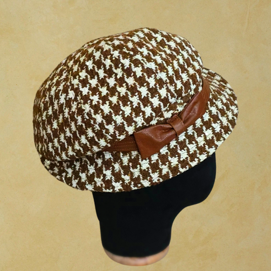 Serena Kahverengi Ekru Renk Desenli Ressam Şapka