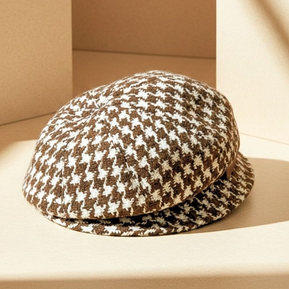 Serena Kahverengi Ekru Renk Desenli Ressam Şapka