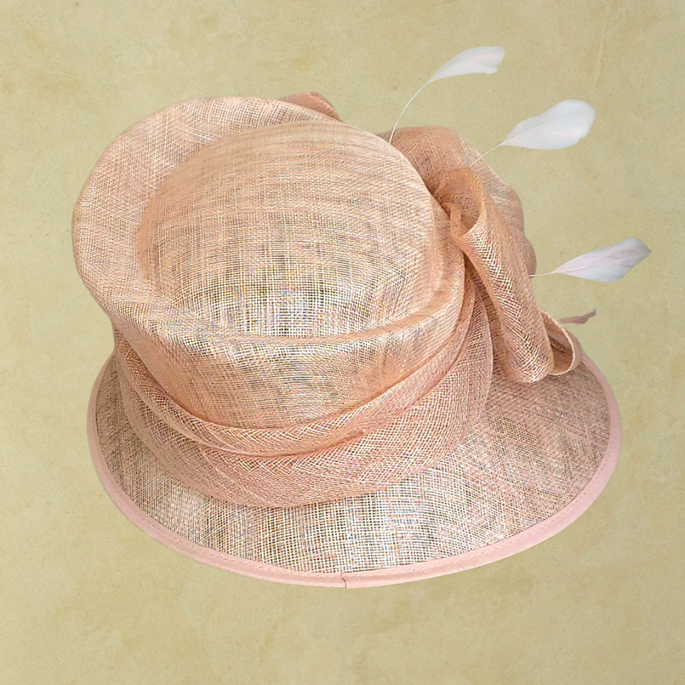 Rayne Pudra Somon Renk Elegan Şapka 32 CM Özel Şapka Kutulu