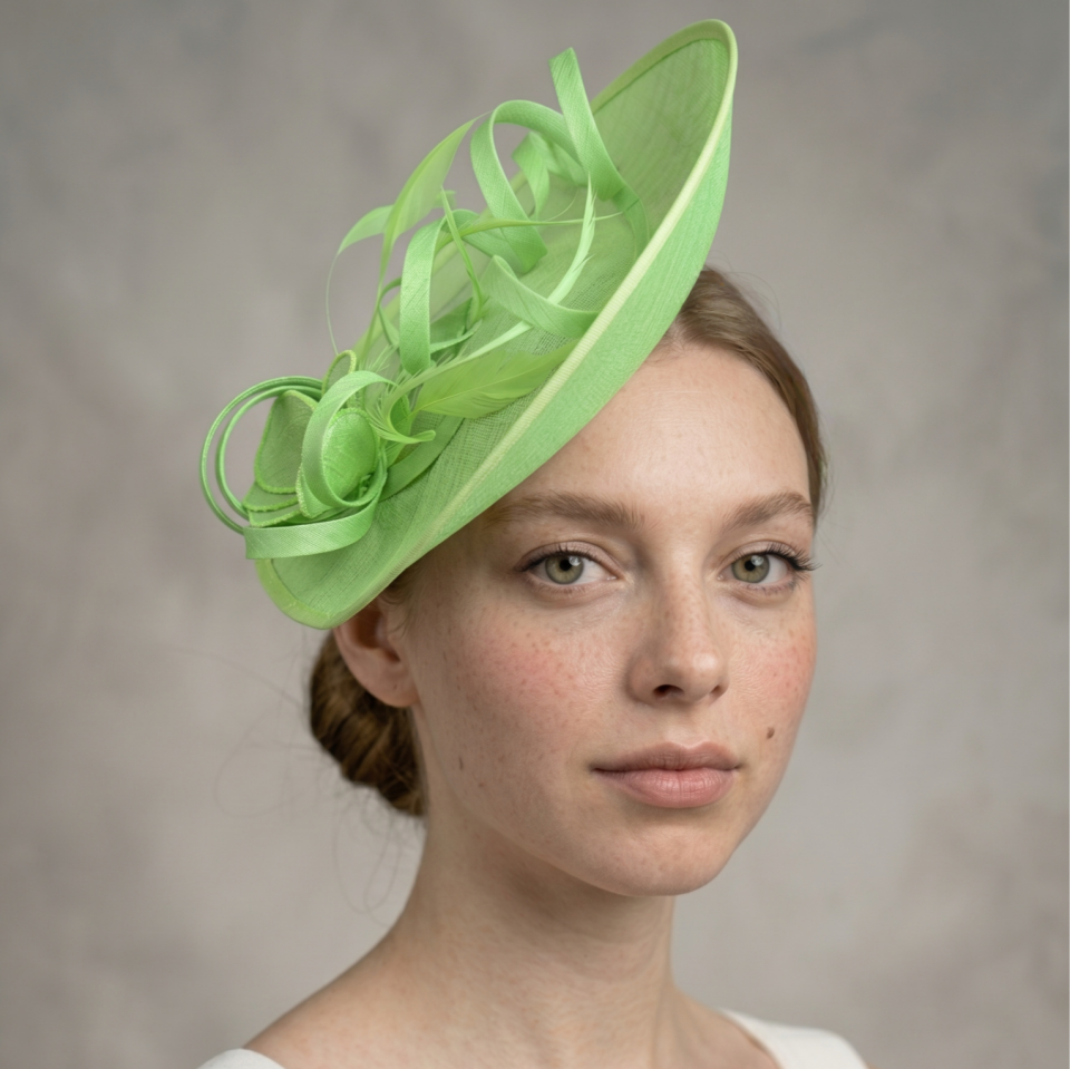 Ella Fıstık Yeşil Renk Vualet Şapka 28 cm Özel Şapka Kutulu