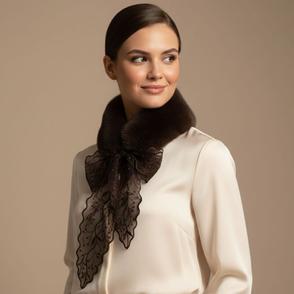 Peluş Kahverengi Renk Yaka