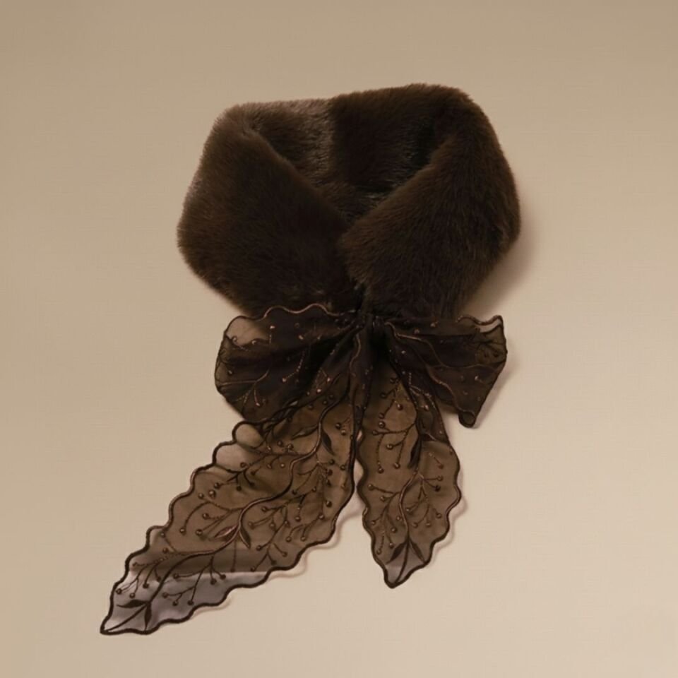 Peluş Kahverengi Renk Yaka