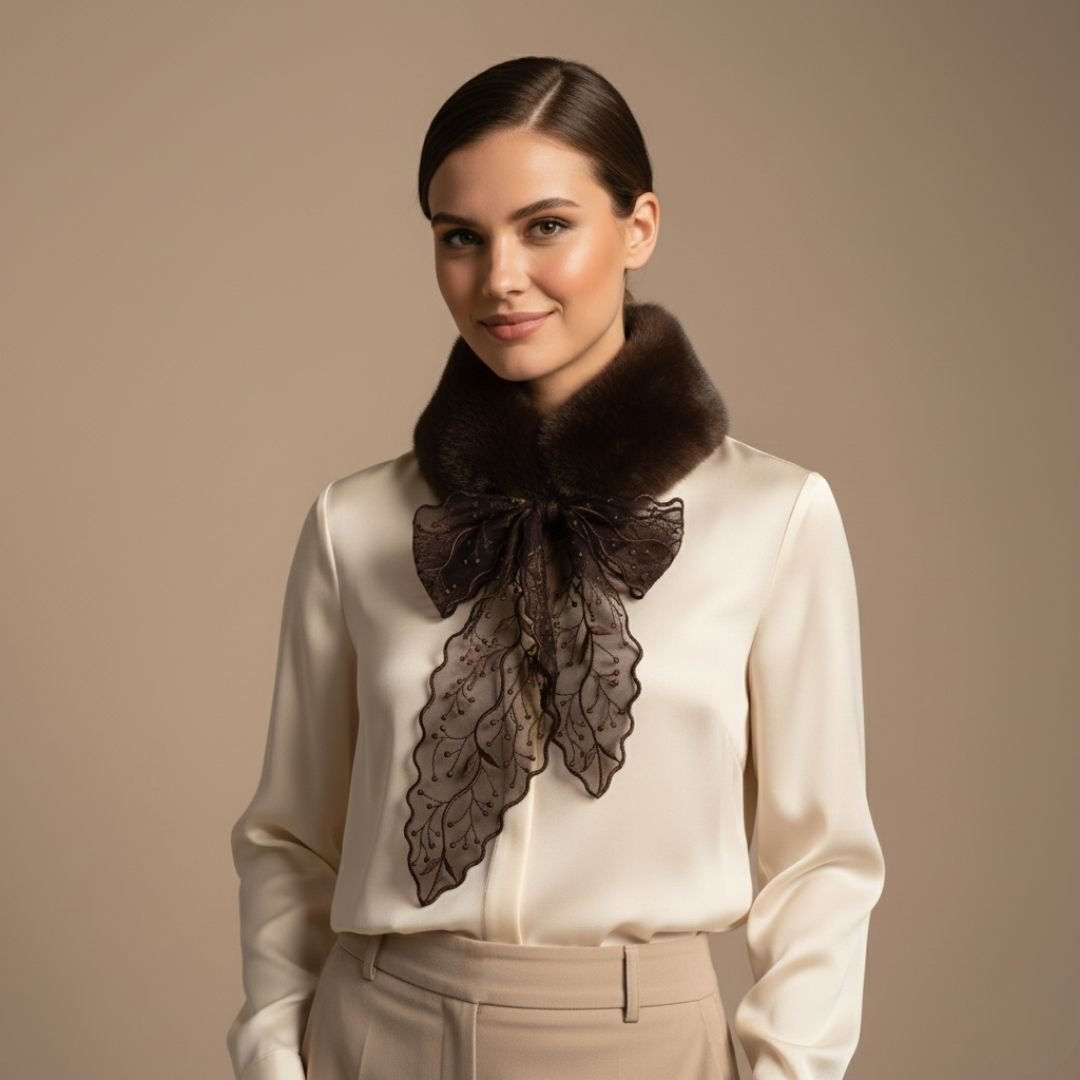 Peluş Kahverengi Renk Yaka