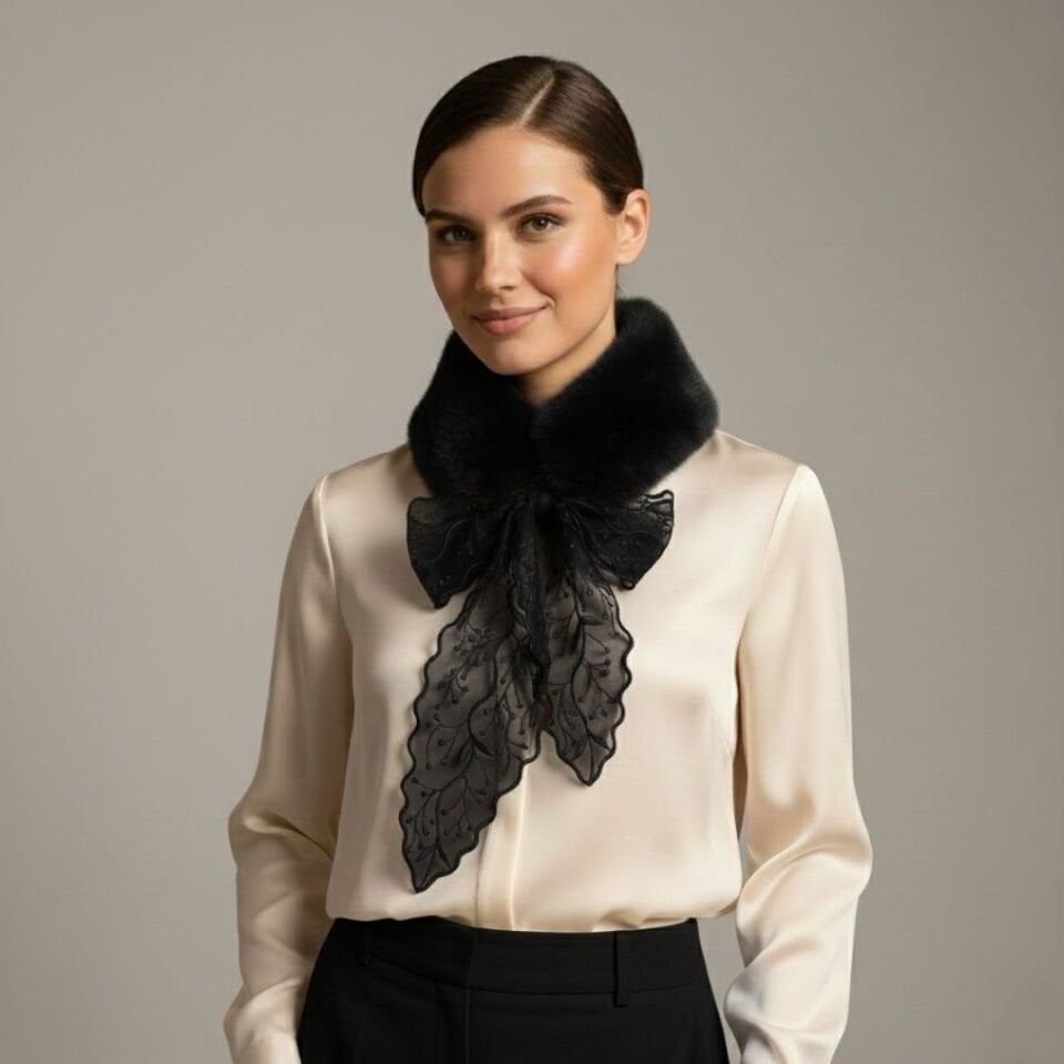 Peluş Siyah Renk Yaka