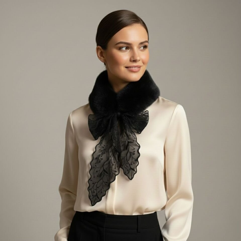 Peluş Siyah Renk Yaka