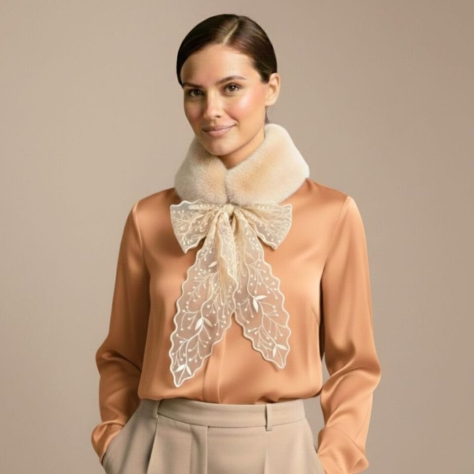 Peluş Bej Renk Yaka