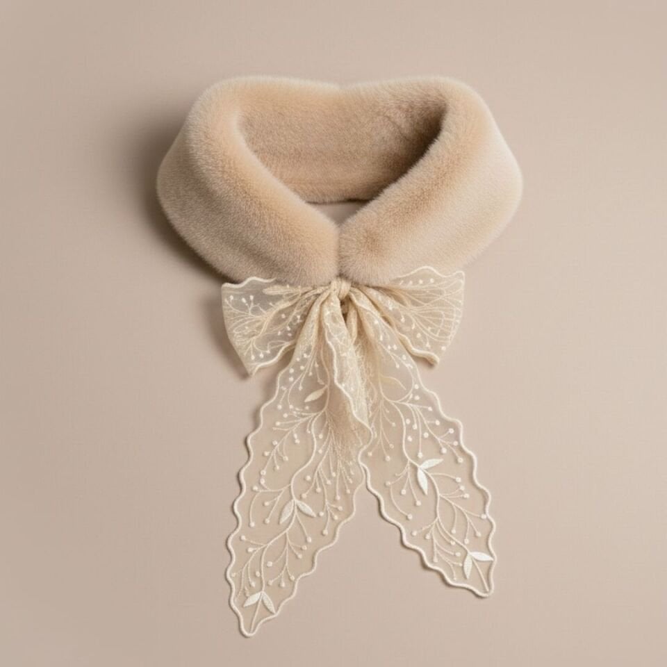 Peluş Bej Renk Yaka