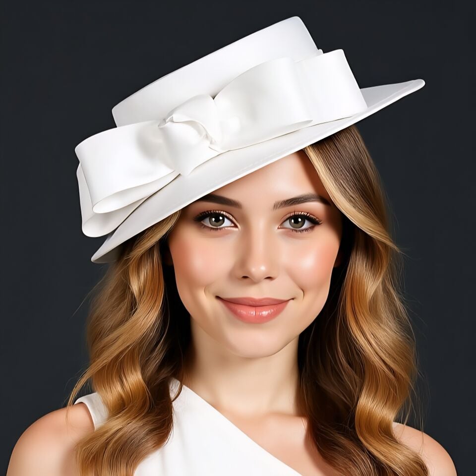 Adel B - Beyaz Renk Vualet Şapka 32 cm