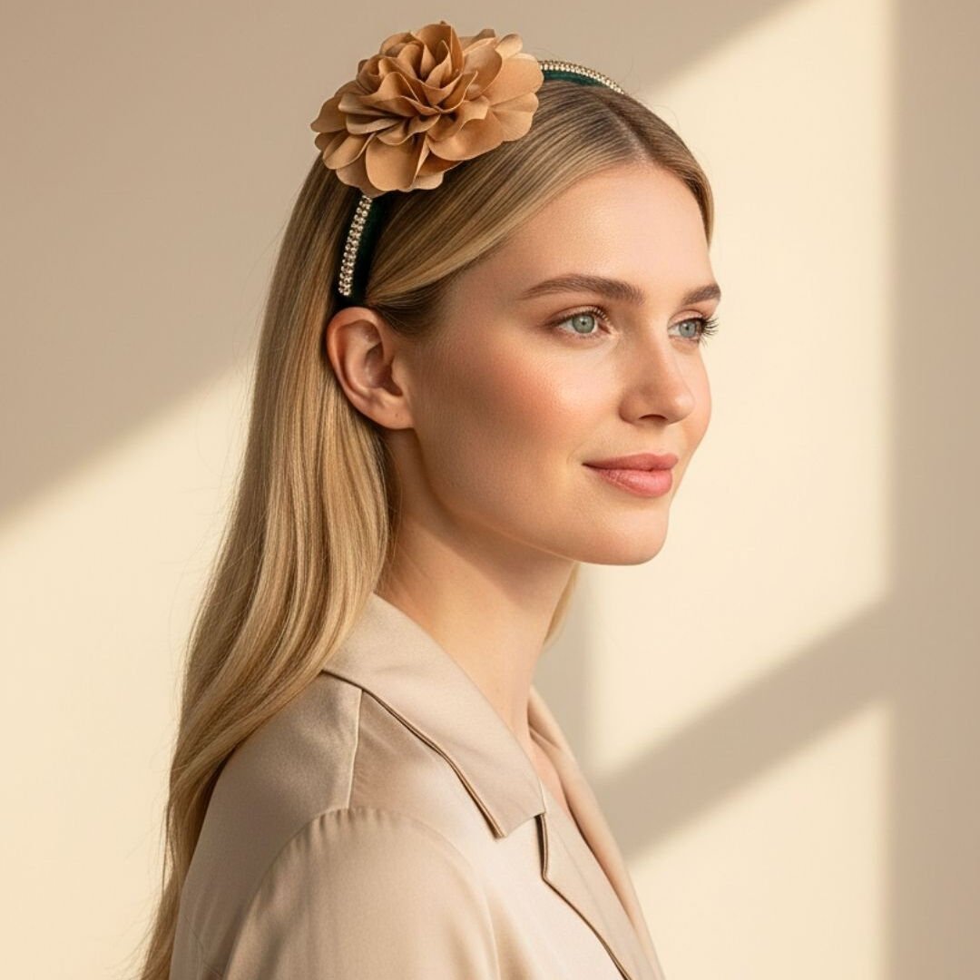 Yeşil Gold Renk Kadife Taç