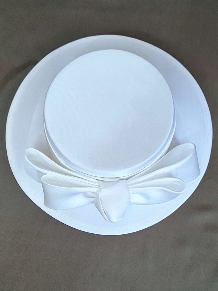 Adel B - Beyaz Renk Vualet Şapka 32 cm